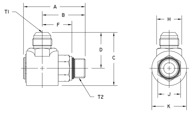 9S8J10-O8 | 9S-90 Degree Swivel | Hydraulic Fitting